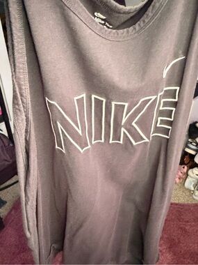 Black Nike Tank Top with White Embroidered Logo